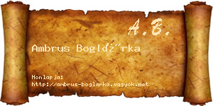 Ambrus Boglárka névjegykártya