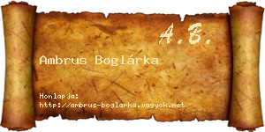 Ambrus Boglárka névjegykártya