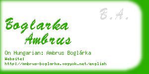boglarka ambrus business card